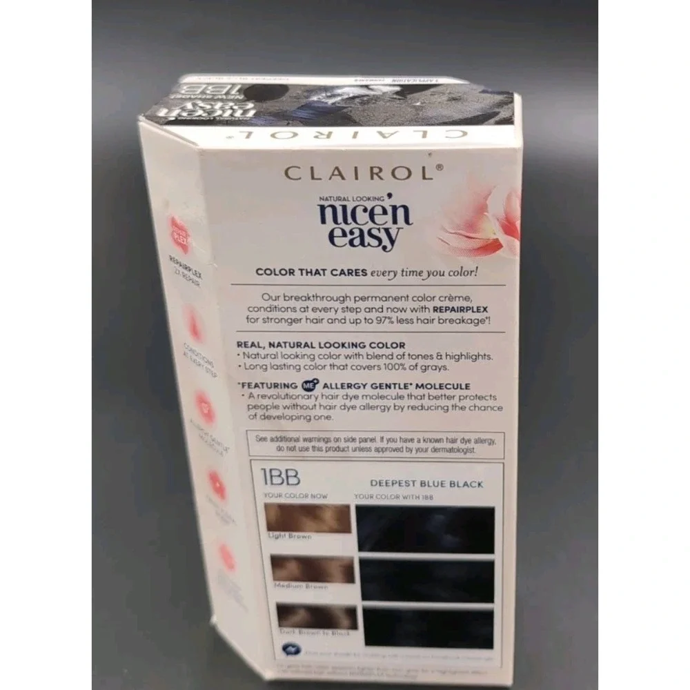 Clairol Nice 'N Easy Permanent Hair Color 1BB Deepest Blue Black 1 Kit